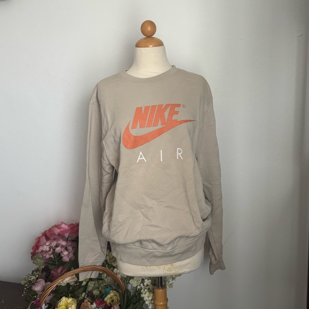 Nike Air Tan Sweatshirt with Orange Logo